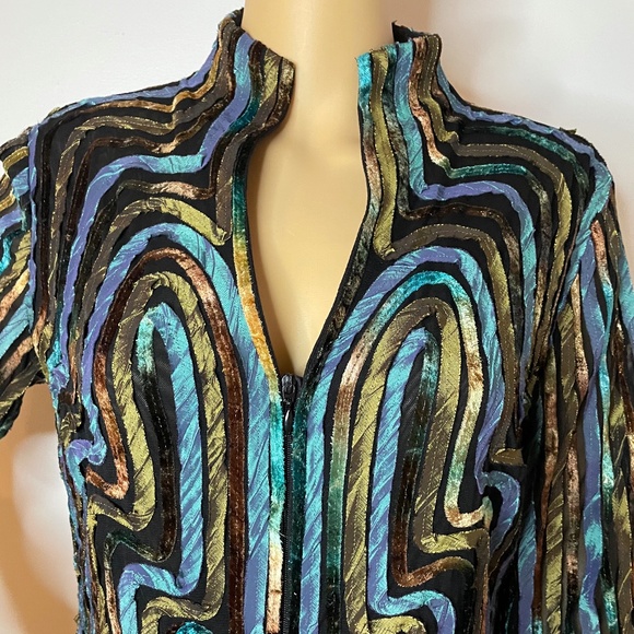 Glamorous vintage boho turquoise metallic jacket! - Picture 3 of 12